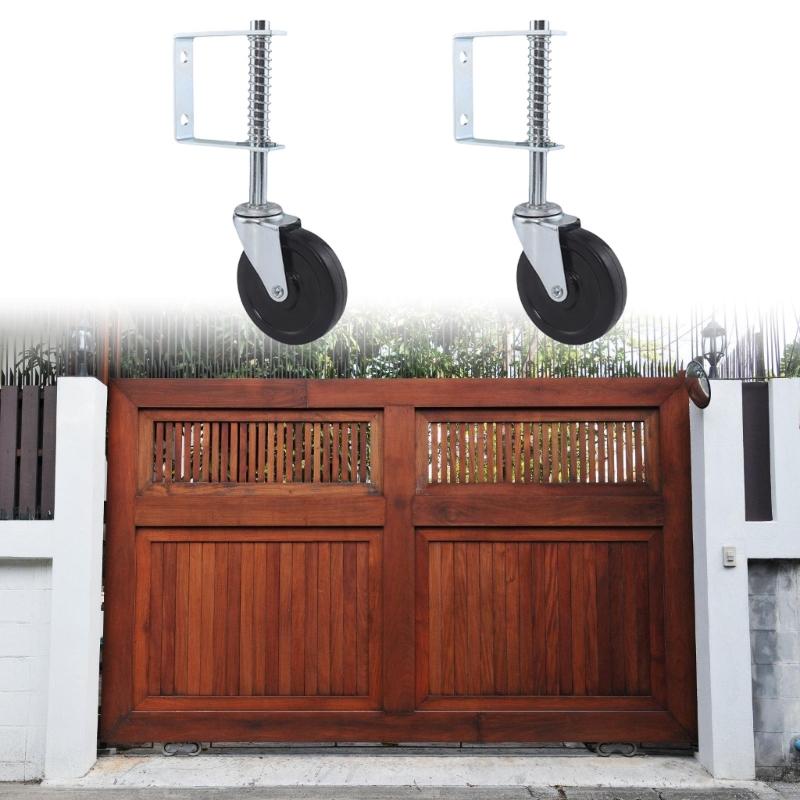 Pack of 2 Portable Sturdy Swivels Castors Wheel Accessory for Wood Gate and Fence Spring Loaded Designs Daily Use