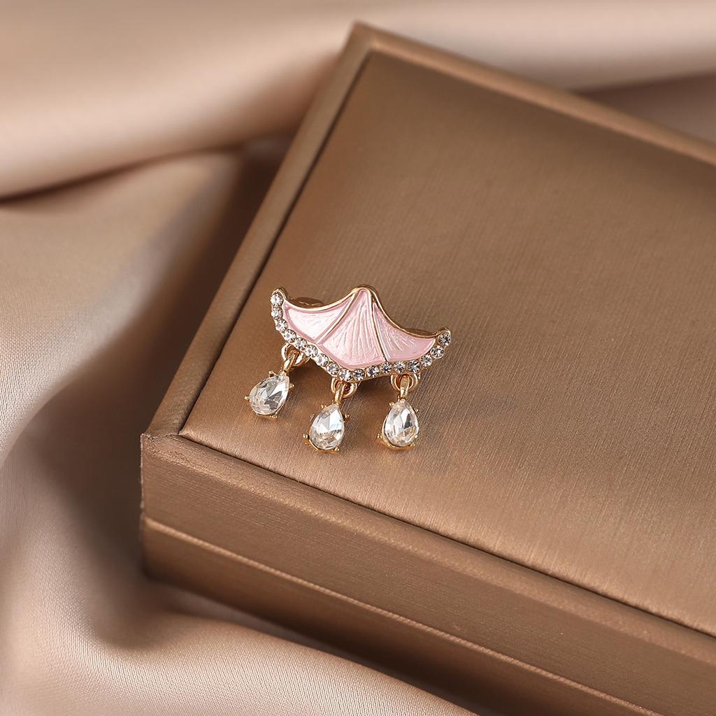 Broșă umbrelă cu ciucure, rafinată și luxoasă, încrustată cu diamante, delicată și dulce, versatilă și elegantă, ac anti-reflexie