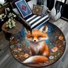 Magical Fox Round Area Rug,Carpet Rug for Living Room Bedroom Sofa Playroom Decor,Non-slip Floor Mat