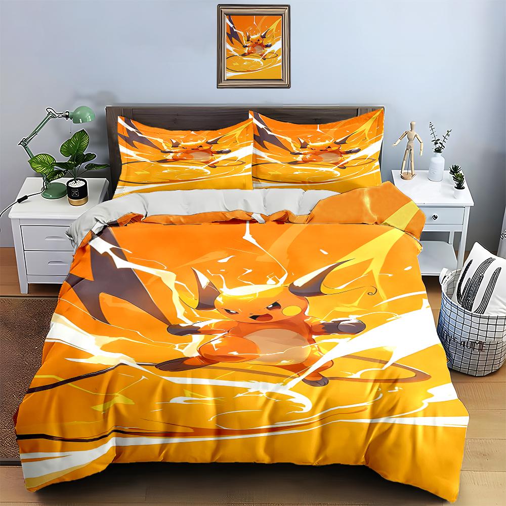 Orange Electric Character Bedding Duvet Cover Sets Duvet Covers Pillowcases Gifts (1 * Duvet Cover 2 * Pillowcases, Without Duvet Insert)