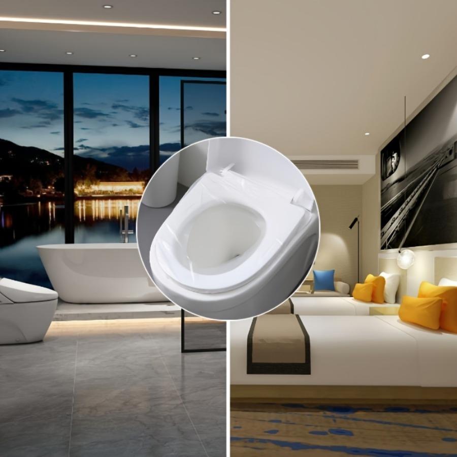 100 teile/beutel Biologisch abbaubare Einweg-Toilettenabdeckung aus Kunststoff Tragbare sichere Reise Badezimmer Toilettenpapier Pad Badezimmerzubehör
