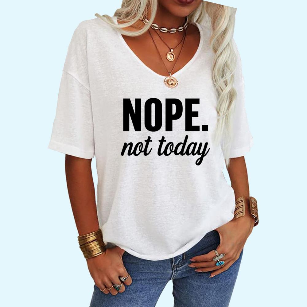 

Женская мода V-образный воротник футболка летняя повседневная футболка с буквенным принтом свободная футболка с коротким рукавом XL белый