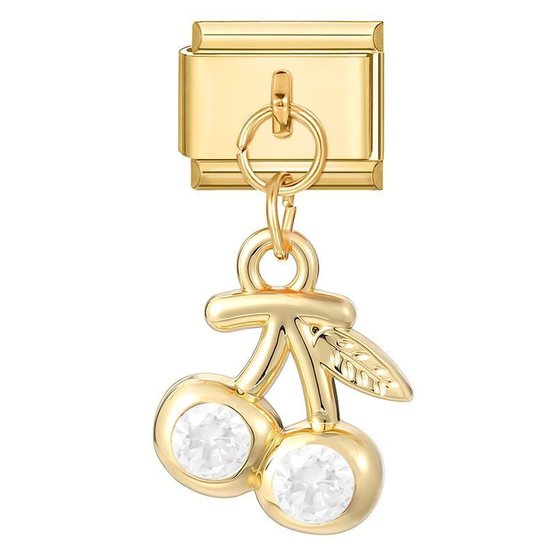 New Y2K Gold Color Butterfly Moon Bow Shell Star Pearl Pendant Italian Charm Link Fit 9mm Stainless Steel Bracelet DIY Making