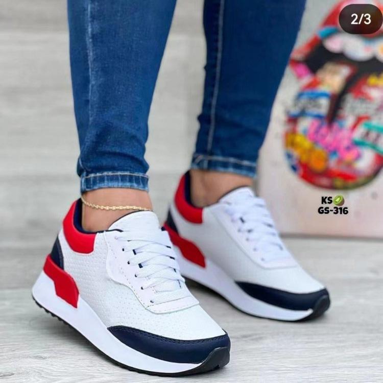 Mesh Lace-up Women's Round Toe Sports Shoes – Soft Sole, Casual Sneakers for Students
