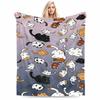 Cute Cartoon Cats Pattern Keep Warm for Cozy HomesFlannel Blanket for Bedroom, Living Room, Sofa, and Nap