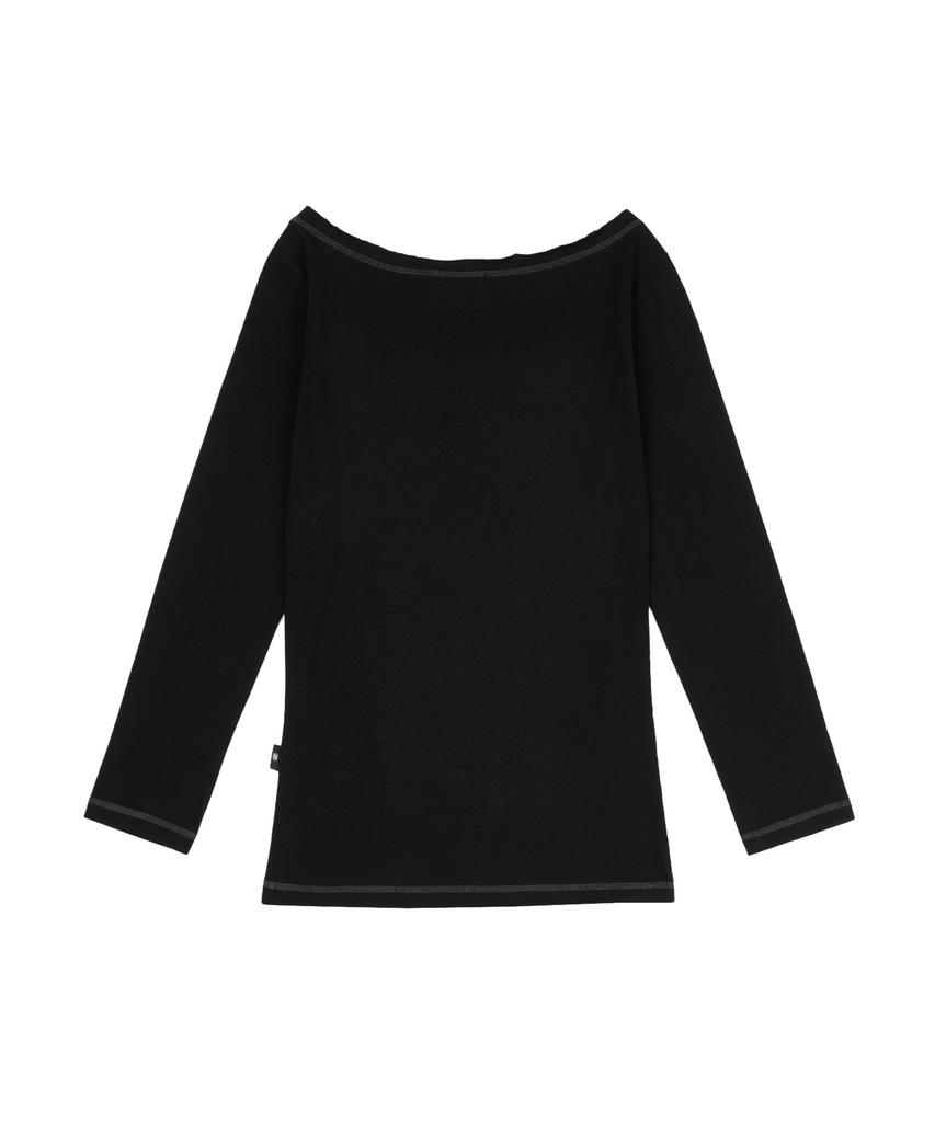 GILAARCHIVE One Shoulder Eyelet Long Sleeve_Black