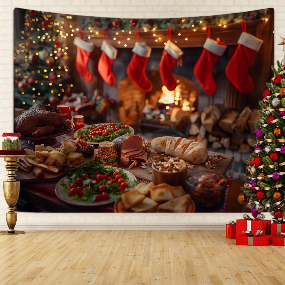 

Зимнее утро Олень Рождественская елка Настенный гобелен Рождественская настенная подвесная елка Настенная подвесная елка Великолепная рождественская елка Камин Подарки 230x175cm