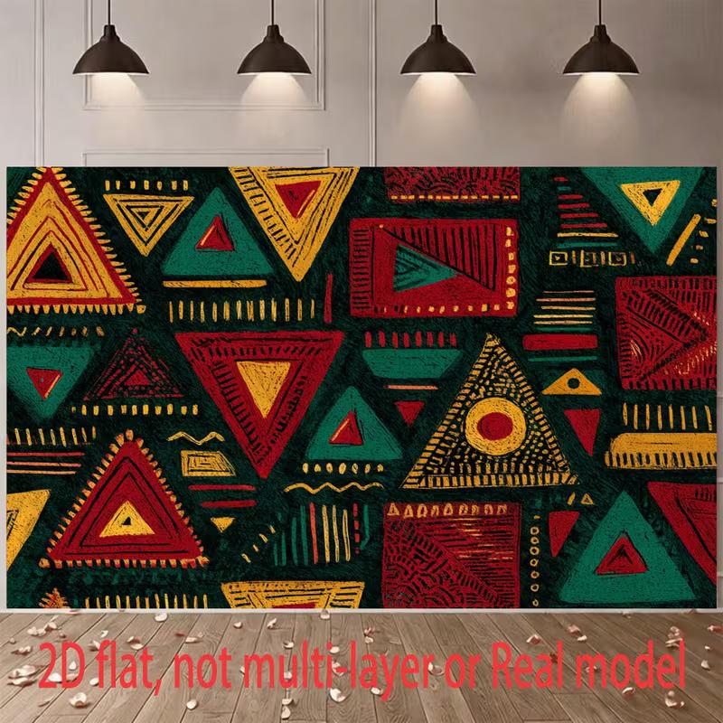 2D Abstract African Geometric Tapestry Vibrant Triangle Pattern for Home & Events 47.2x31.5inch/120*80cm