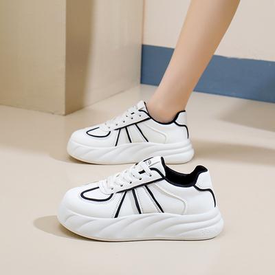 Casual Platform Sneakers voor Dames Lichtgewicht Slip-On Wandelschoenen Ademend Comfortabel Hardloopsneakers Dames PU Leer Veterschoenen Tennisschoenen