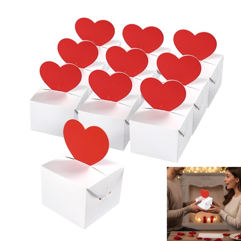10Pcs Foldable Paper Gift Packaging Box Candy Chocolate Holder Box For Valentines Day Wedding Anniversary Gift Wrapping