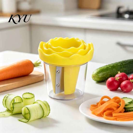 Manual Fruit Vegetable Tool Carrot Curler And Peeler, Spiral Cutter with Ergonomic Easy Clean Food Handle, Stainless Steel Blade Utensil for
