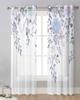 Ländliche Pflanzen Blumen Transparente Vorhänge für Wohnzimmerdekoration Fenstervorhänge für Küche Tüll Voile Organza Vorhänge