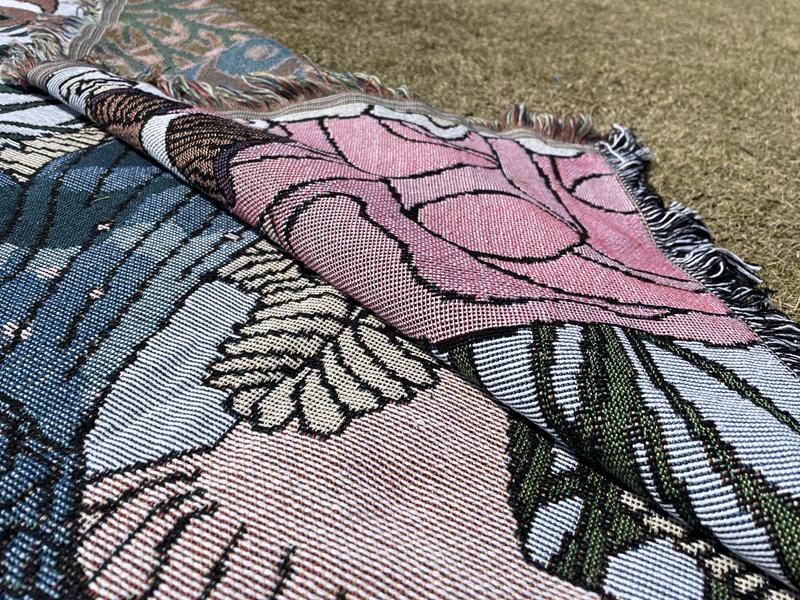 Jacquard Woven Throw Blanket Kids Adult Little Mermaid Blanket Rugs With Tassel