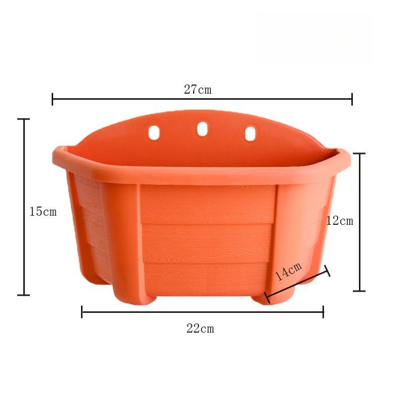 1PC Balcony Wall Hanging Flower Pot Semicircular Plastic Imitation Wood Hanging Water Storage Potted Plant Dill Flower Pot Send Hook