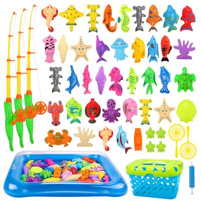 KaeKid Giocattoli per Giocare con l'Acqua Gioco di Pesca Giocattoli da Bagno Gioco di Pesca Magnetico Pesca Bagno Piscina con Cesto Portaoggetti Giocattolo Educativo Giocattoli da Bagno Bambini Bambine