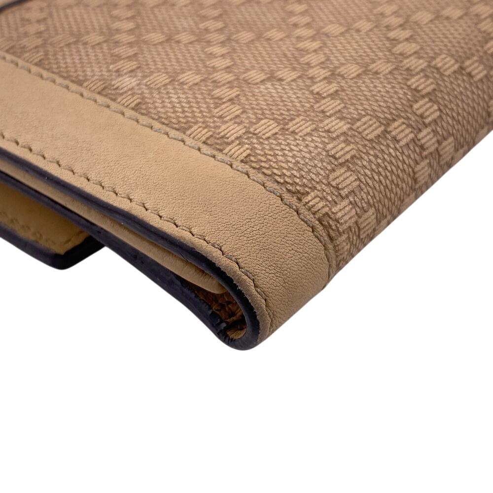 Gucci 231839 W Hook Wallet  Diamante Leather Purse Beige Leather Women Used