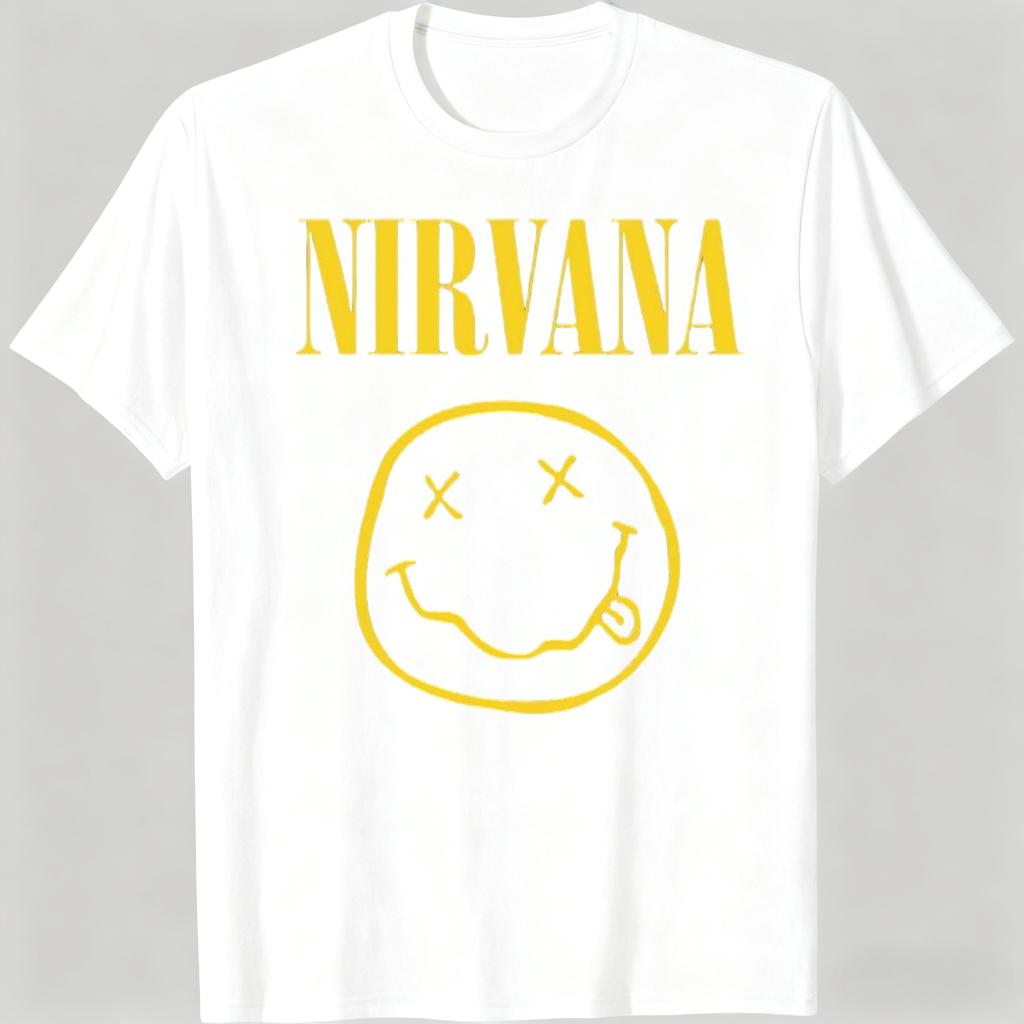 Nirvana Smiling Face Graphic Unisex 100Cotton Tshirt Fashion Retro Y2k Rock Style Unisex Women Breathable New Short Sleeve Shirt