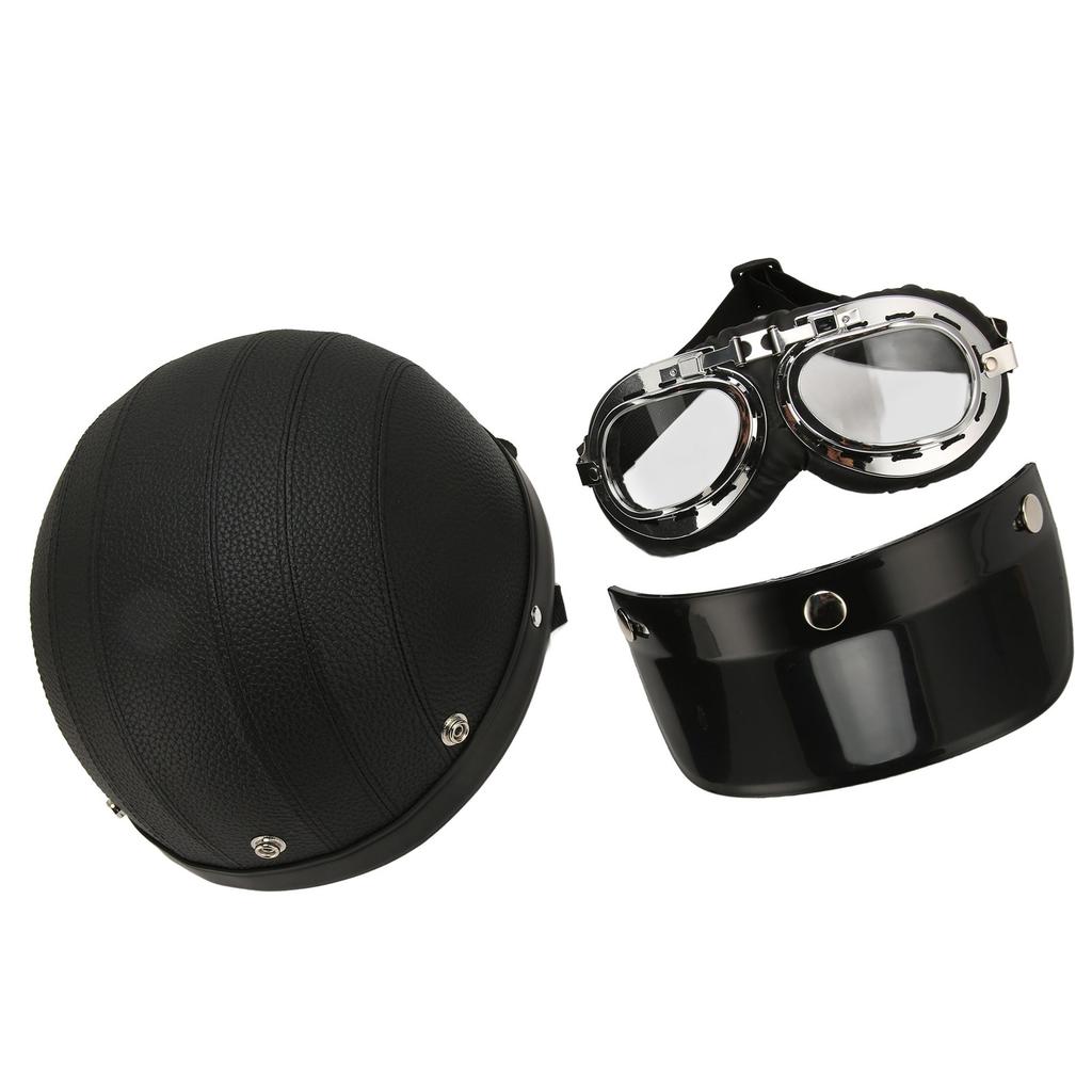 Motorcycle Helmet Cap Black Free Size Outdoor Riding Baseball Helmet Cap with Glossy Glasses for