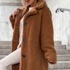 Women Trench Coat Plush Thicken Overcoat Autumn Winter Single-breasted Teddy Jacket Long