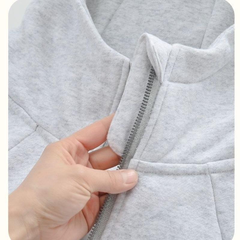 Americká Šedá Ramenní Štíhlá Mikina Kabát pro Ženy Jaro Podzim Kolekce Oblečení Mikina na Zip Styl Šedá Bunda