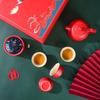 Chinesisches Hochzeit Rotes Teeservice Keramik Teeset Kung Fu Tee Porzellan Gaiwan Tasse Kreative Teezeremonie