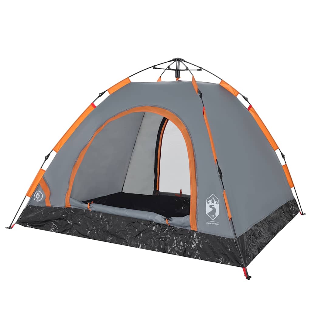 3 Person Camping Tent Grey and Orange Quick Release System