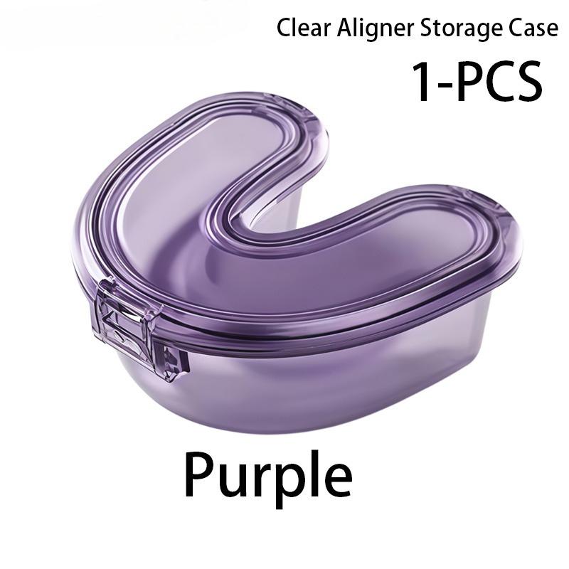 1Pcs Dental U-Shaped Aligner Storage Case Portable Clear Aligner Storage Box Transparent Soaking Case for Braces and Dentures