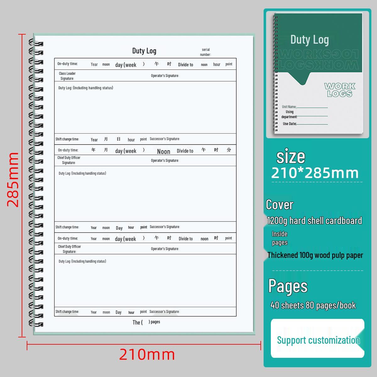 A4 Spiral Bound Duty Log Book - Security, Shift Handover, and Patrol Records