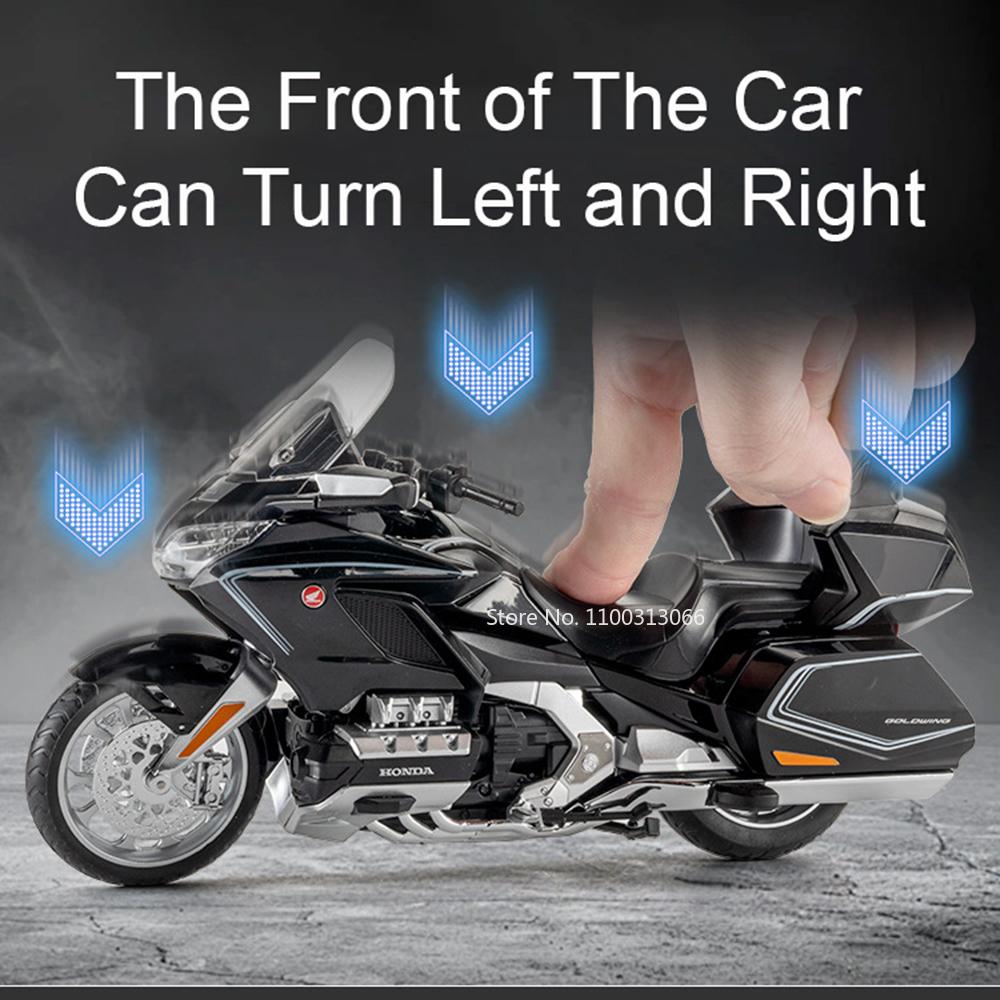 1:11 Honda Gold Wing GL800 2025 Motorcycles Models Cars Toys Rubber Tires with Light Music Miniature Model Toddler Kids Gifts