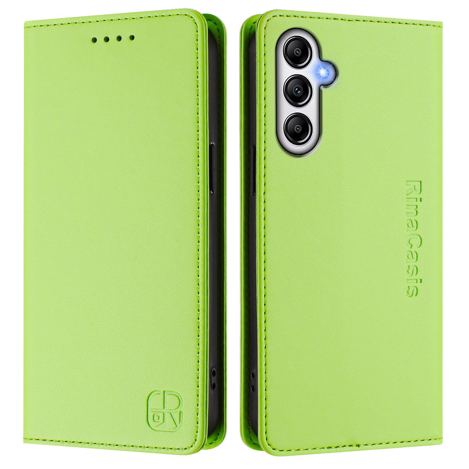 

For Samsung Galaxy A55 5G RINACASIS RC01 Leather Case RFID Blocking Wallet Stand Magnetic Closing Shockproof Phone Cover Green