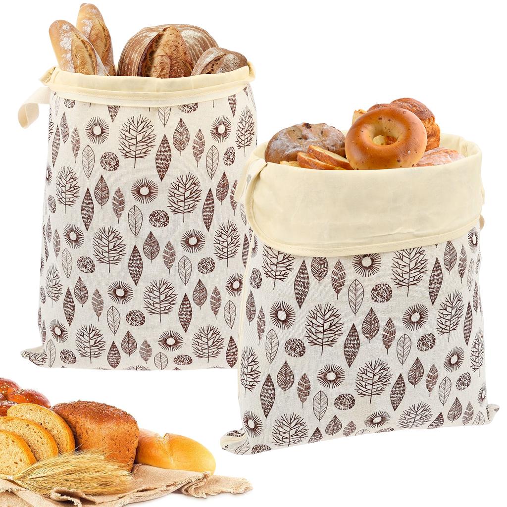 2Pcs Sourdough Bread Bags Reusable Beeswax Bread Bags Large Linen Homemade Bread Storage Bags Food Grade