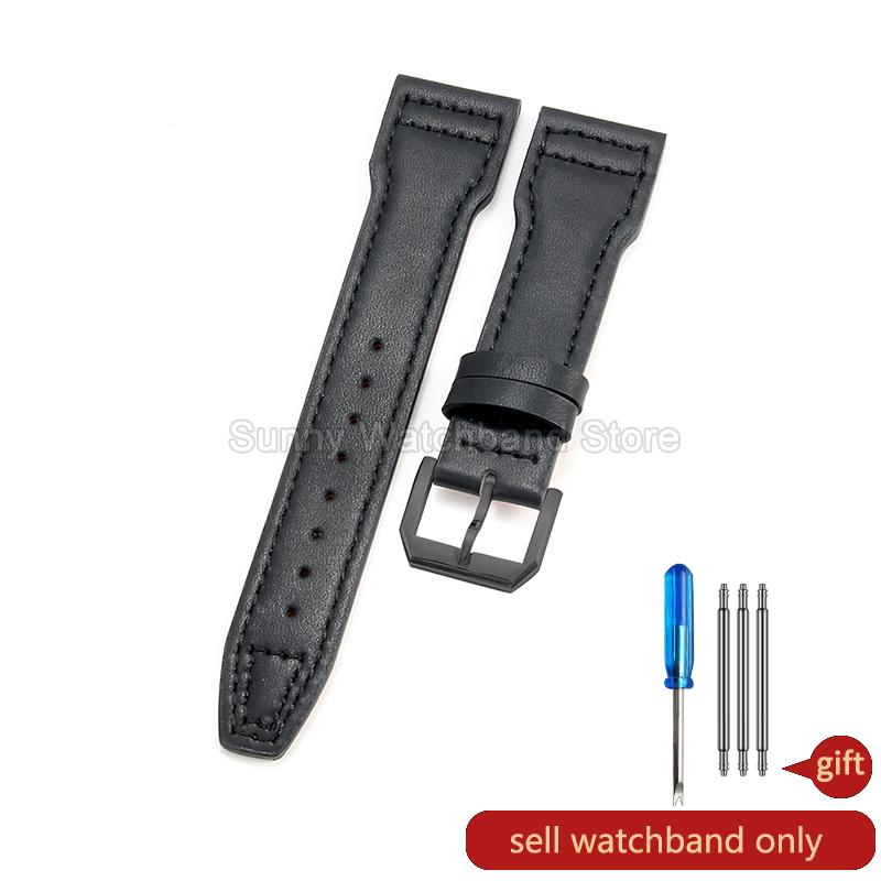 Coffee Black 20 21 22mm for IWC Portofino Le Petit Prince Portugieser Cowhide Watch Band Special Interface Needle Buckle Durable