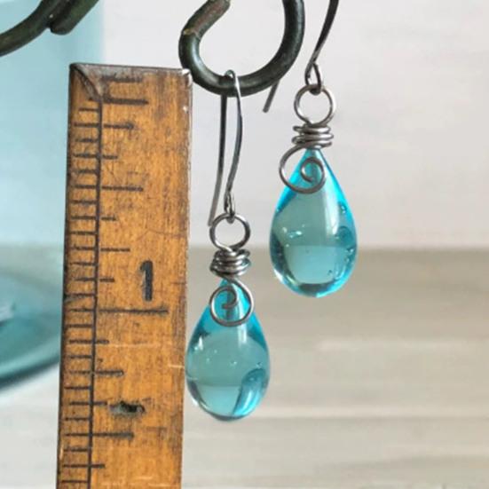 Recycled Glass Spiral Earrings Necklace Handmade Unique Depth Reflects Light Hook Earrings Pendant Necklace