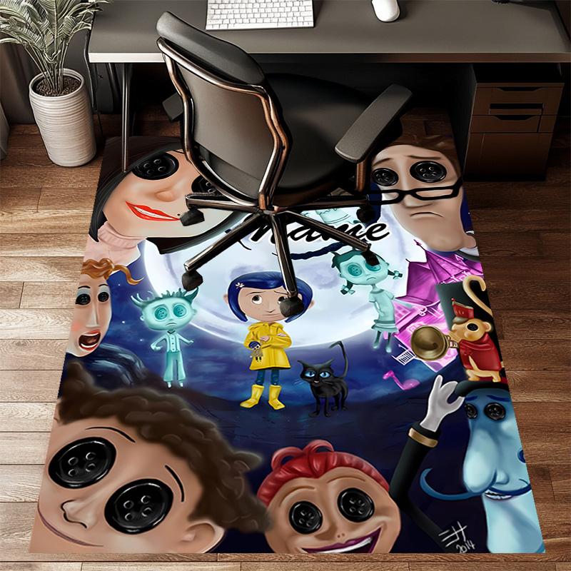 Custom Coraline Mat Personalized Name, Polyester Washable Indoor Entryway Rug, Gift for Christmas, Easter, Thanksgiving Day