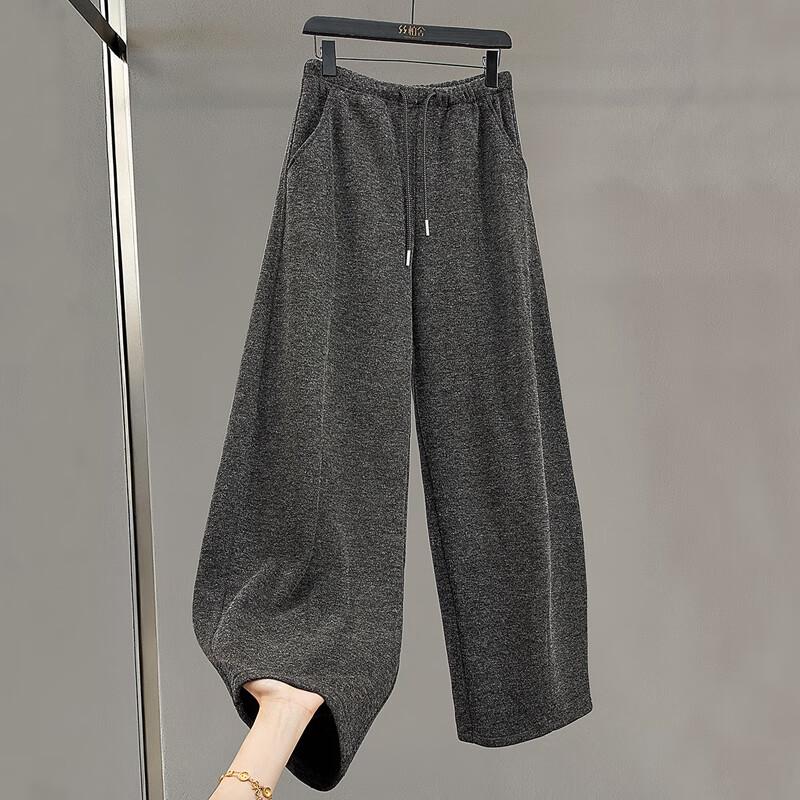 Women's High-Waist Drawstring Fleece-Lined Casual Pants