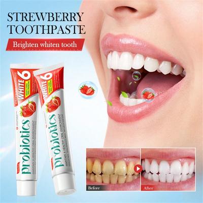 The 5-flavor Fruit Probiotic Toothpaste Deeply Cleans Stubborn Stains, Softens Tartar, Removes Yellow Teeth, Whitens Teeth and Freshens Breath.