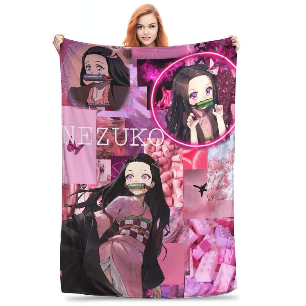 Kimetsu Demon Slayer Blankets Velvet Spring/Autumn Anime Kimetsu No Yaiba  Super Warm Throw Blankets for Bed Outdoor Rug Piece