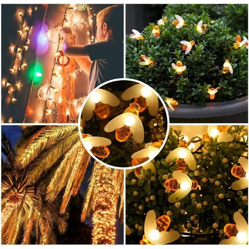 2026 Bees String Lights 10/20/40/80 LED Lights Mini Vintage Christmas Halloween Decorative String Lights Patio Garden Home