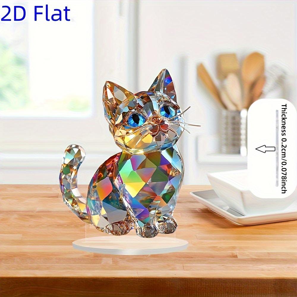 Decorazioni Appese Gatto di Cristallo Scultura Acrilica/ Statua Gatto da Tavolo per Finestre di Casa e Decorazioni per Feste, Decorazione Quattro Stagioni