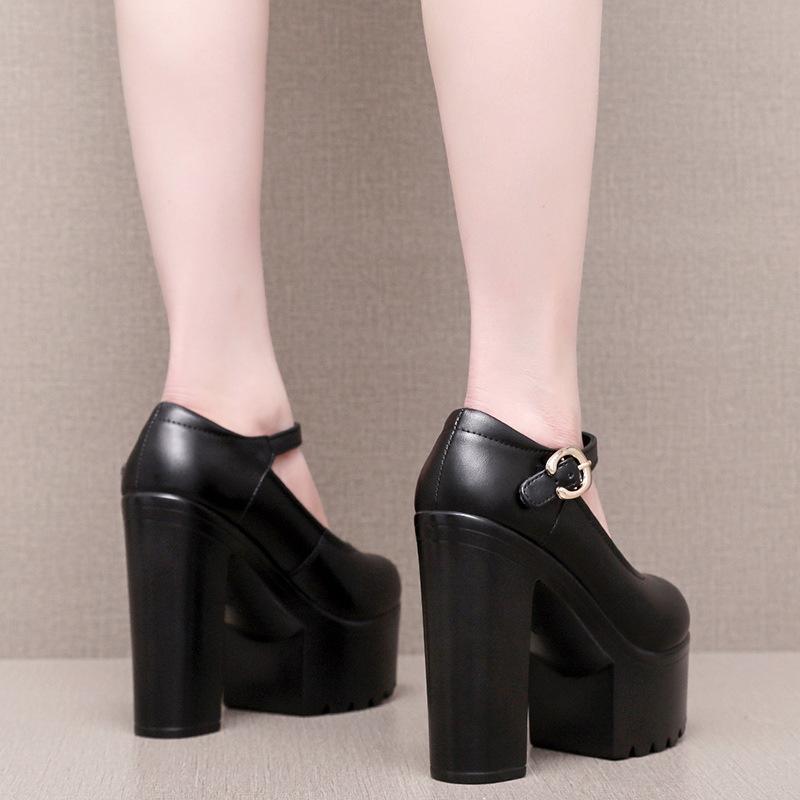 10cm 14cm Kleine Größe 32-43 Sexy Flache Dicke Klobige Plateau Schuhe Damen 2025 Frühling Block Hohe Absätze Schuhe Kleid Model Party