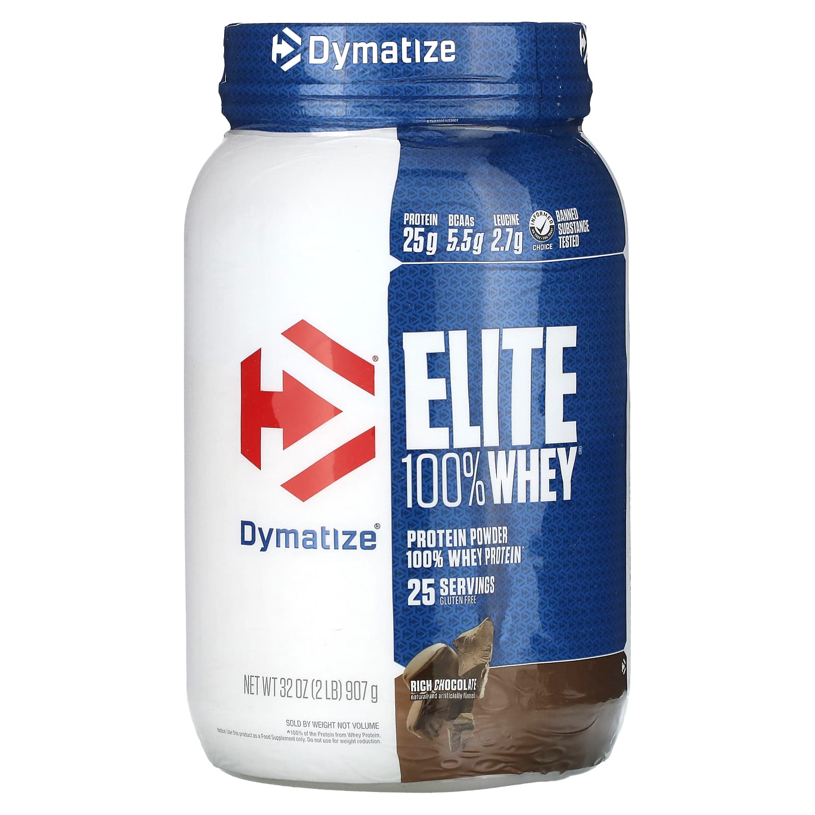 

Dymatize, Elite, 100% Whey Protein, Rich Chocolate, 2 lbs (907 g)
