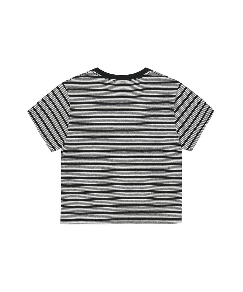 MAHAGRID Stripe Basic Logo Tee Gray(Mg2Gmmt508A)