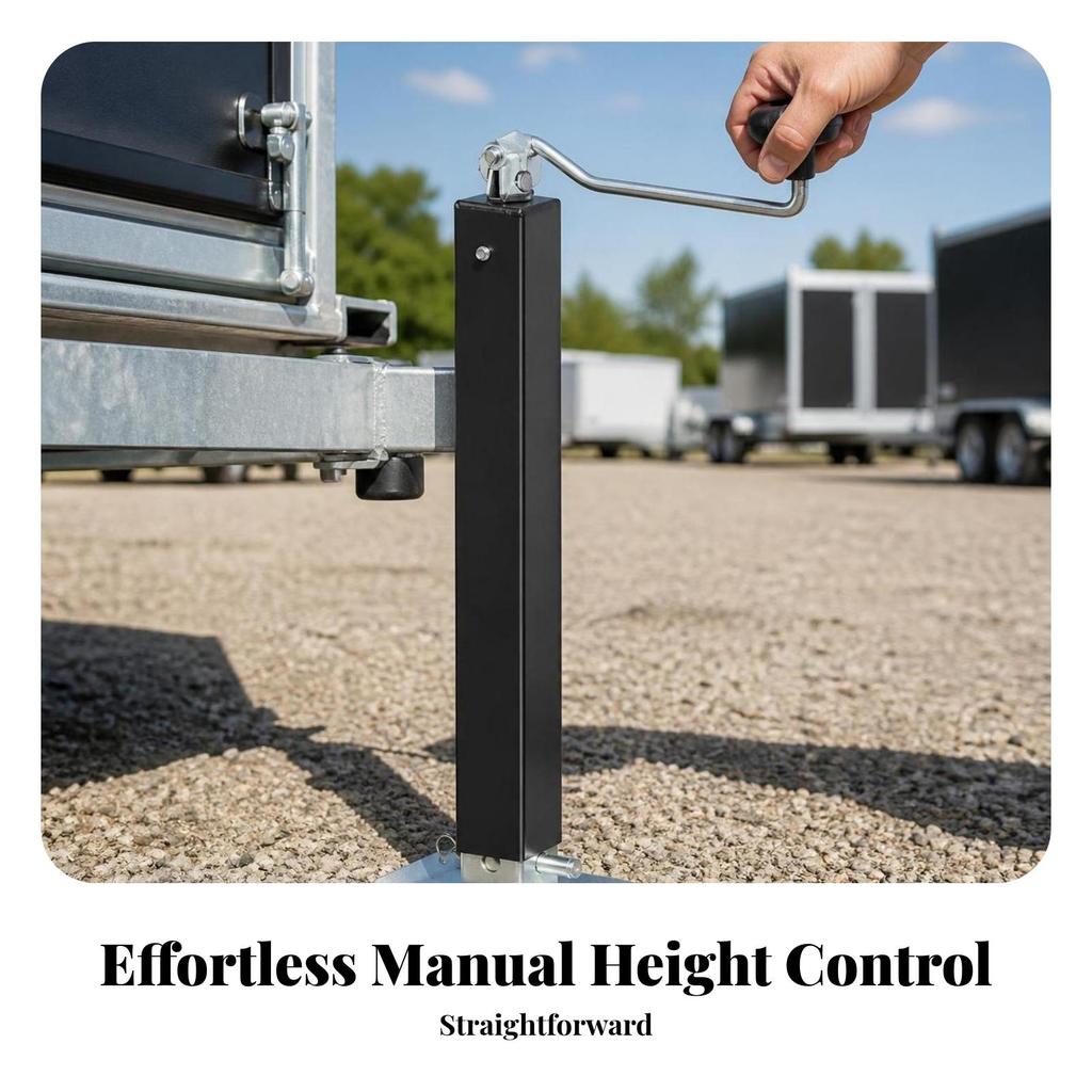 Weldable Trailer Jack Manual Support Leg with Base Plate Heavy-Duty