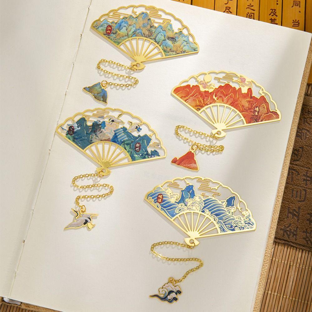 

Закладка в китайском стиле, подарочная закладка с вентилятором, металлическая закладка высокого качества A