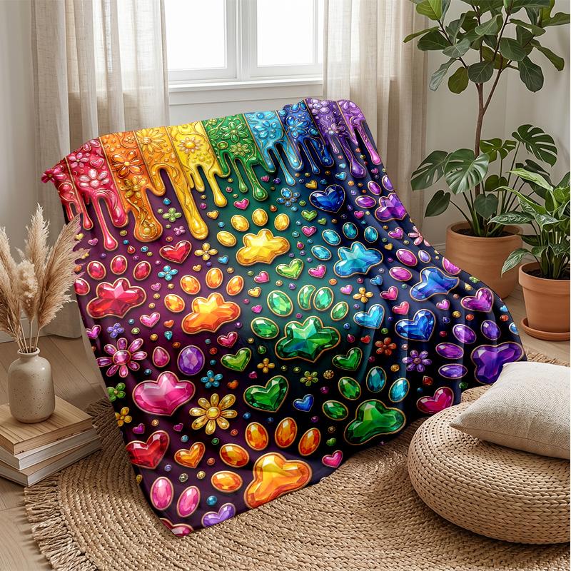 Rainbow Paw Prints 2 Theme blanket Lightweight Warm Flannel Blanket Decorative Throw Blanket for Home Decoration