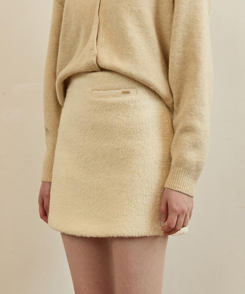 Adowl Teddy Boucle Tweed Mini Skirt - Ivory