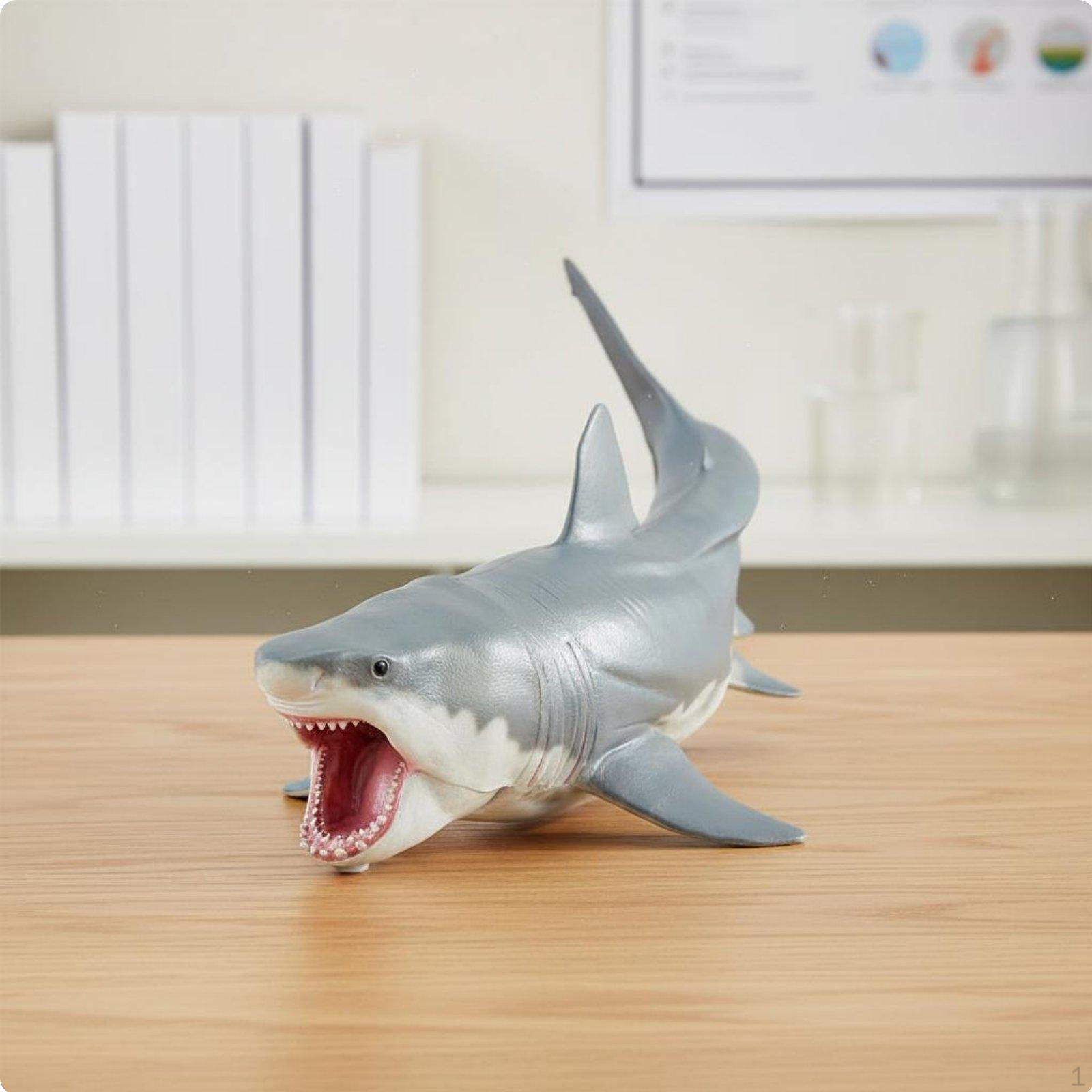Megalodon Shark Toy Movable Jaw Animal Figurine Educational Marine for Collectors, Kids, Desk M Megalodon