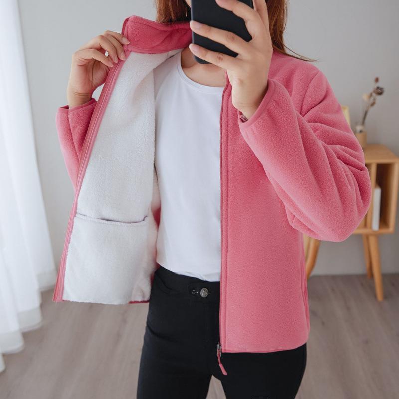 Autumn and Winter Coat Womens Fleece Thickened Warm Fleece Top Comfortable Fit Mother Outfit