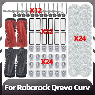 Compatible for Roborock Qrevo Curv Replacement Main Side Brush HEPA Filter Mop Pads Dust Bag Spare Parts Accessories