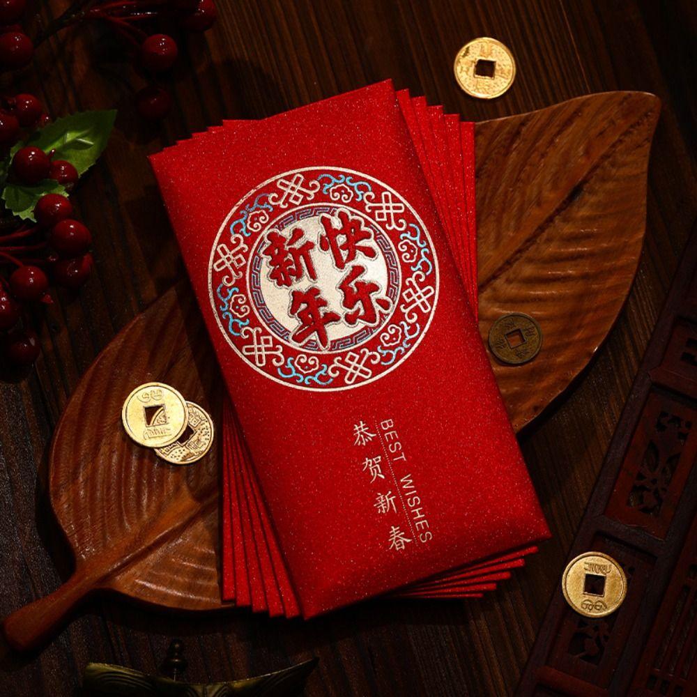 6PCS Chinese Style Luck Money Envelopes Red Pocket Money Pocket  Spring Festival